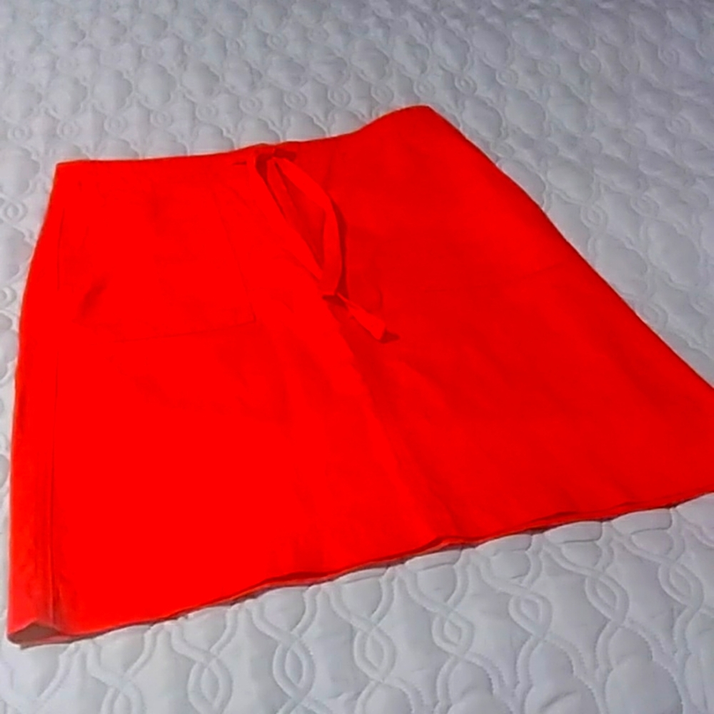 Talbot's Red Linen/cotton Blend Drawstring Waist Skirt
